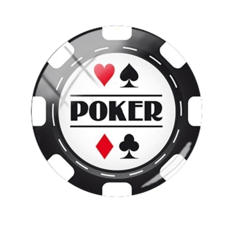 20mm Poker Black & White Printed Acrylic Round Glass, Glue on, Resin Gem (Sold in Pair) Resin Gems