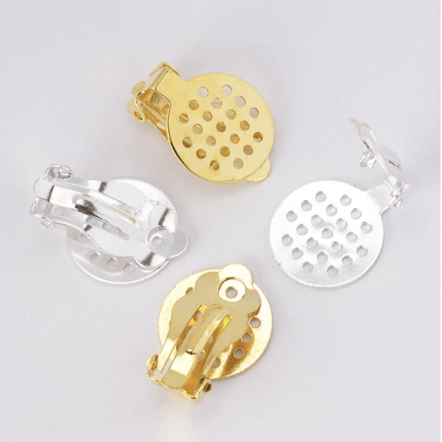 Sundaylace Creations & Bling Basics Silver Clip On 25mm Silver/Gold Plated Clip On Earring Finding, Basics
