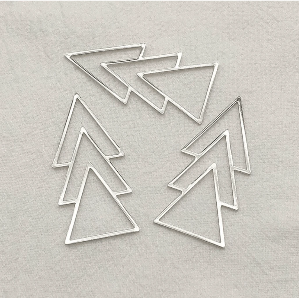 Sundaylace Creations & Bling Earring Findings 21*46mm Triple Silver Triangle for Necklace Earring Connectors, Earring Findings (Sold in pair)