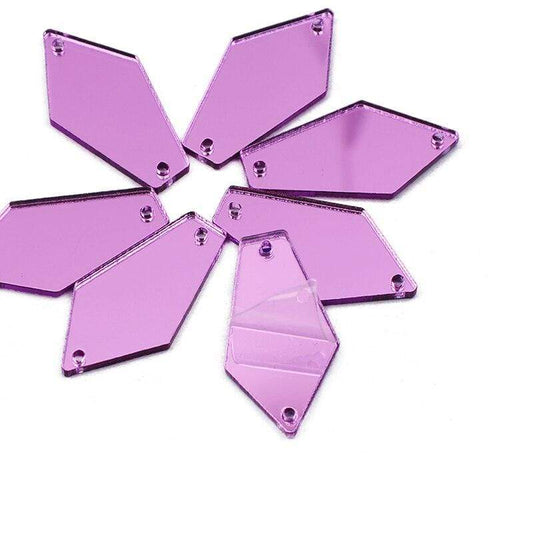 Sundaylace Creations & Bling Mirror Gems 22*37mm Large Purple Mirror Coffin Shaped, Sew on, Mirror Resin Gem (Sold in Pair)