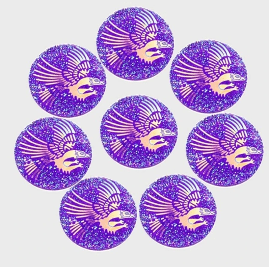 25mm, Purple AB Eagle 25mm, Eagle Bird Pattern on Round, Sew on, Resin Gem, (Sold in Pair)