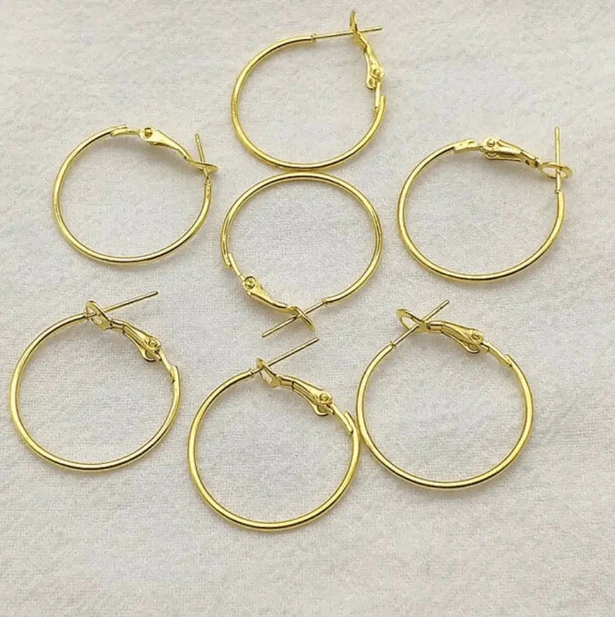 Sundaylace Creations & Bling Basics 25mm GOLD Rounded Teardrop Hoops with two holes, Earring Findings *10 pieces*