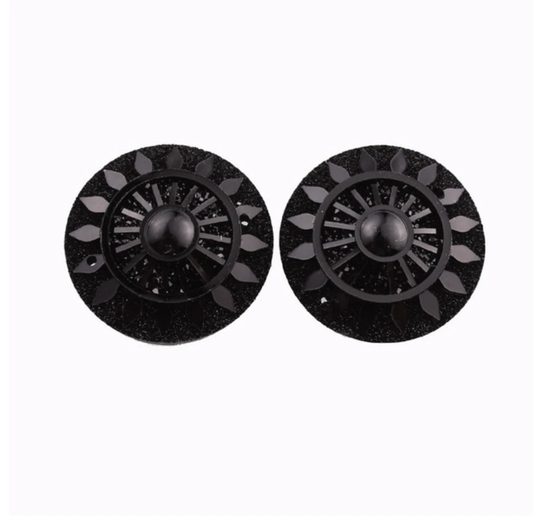 Sundaylace Creations & Bling Resin Gems Black Wheel 25mm Wheel Burst Circle Design, Sew on, Resin Gem