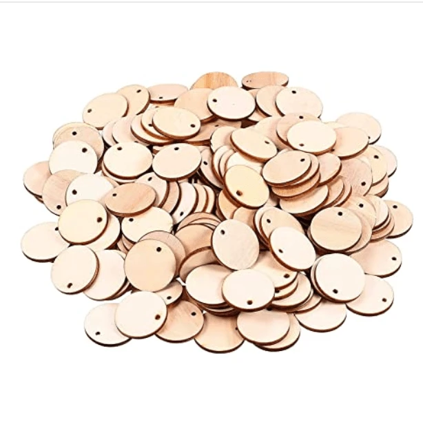 Sundaylace Creations & Bling Resin Gems 25mm Wooden Disks, DYI Paint/Wood burning, Sew on, Wood Gems (Sold in Pair)