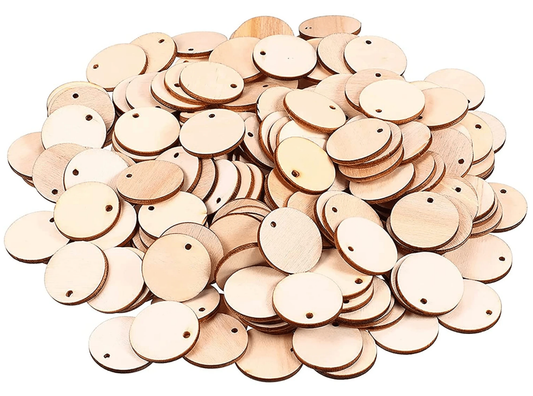 Sundaylace Creations & Bling Resin Gems 25mm Wooden Disks, DYI Paint/Wood burning, Sew on, Wood Gems (Sold in Pair)