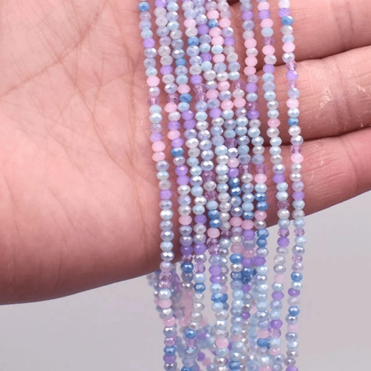 Sundaylace Creations & Bling Rondelle Beads 2mm Baby Blue/Purple Mixed Faceted Rondelle Beads 160 pcs