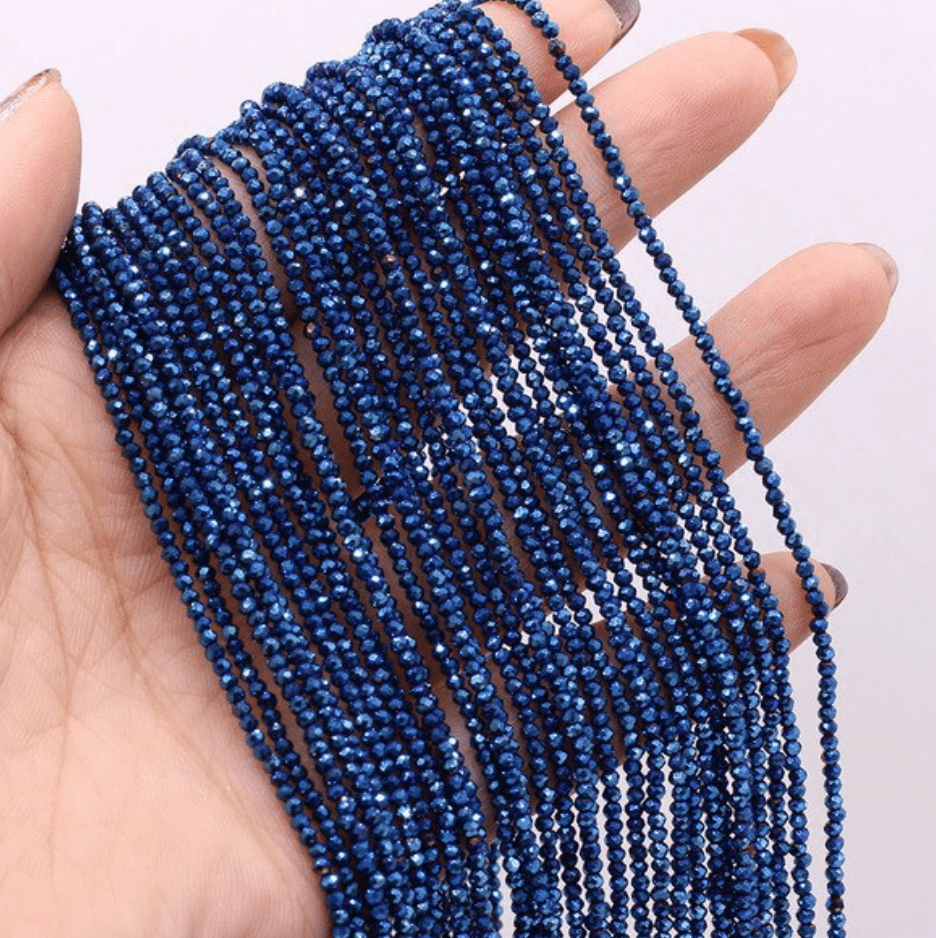 Glass Beads 8mm Round Blue Navy Glitter 8mm Beads for Jewelry