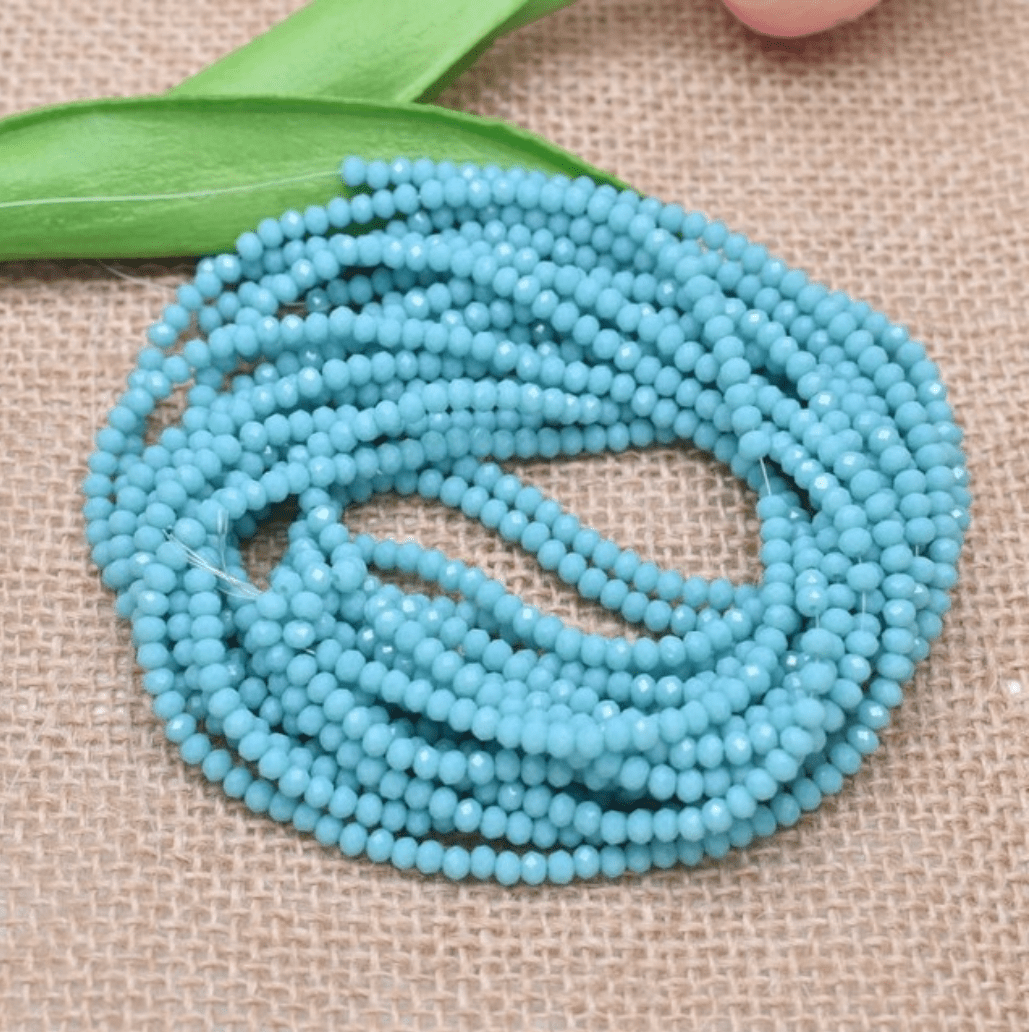 2mm Turquoise Blue Opaque Glass Rondelle Beads (170pcs) – Sundaylace  Creations & Bling