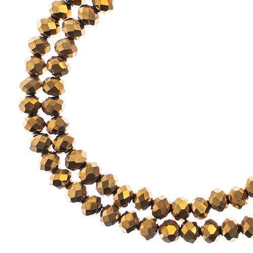 Sundaylace Creations & Bling Rondelle Beads 3*4mm Crystal Lane Rondelle, Opaque Gold Iris