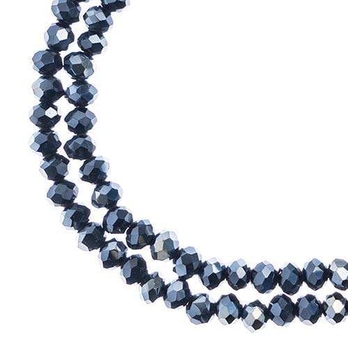 Sundaylace Creations & Bling Rondelle Beads 3*4mm Crystal Lane Rondelle, Opaque Gunmetal Luster