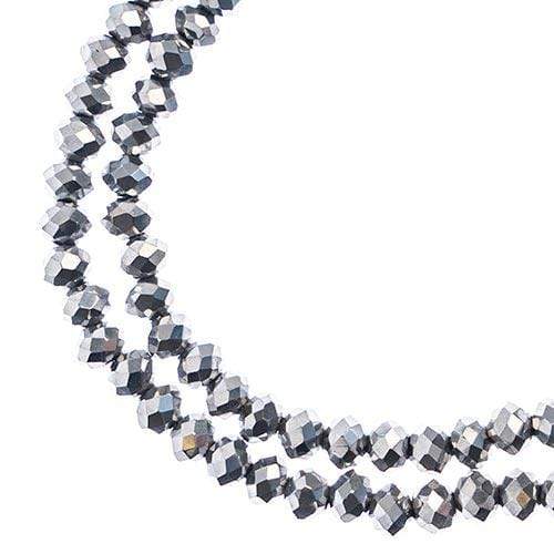 Sundaylace Creations & Bling Rondelle Beads 3*4mm Crystal Lane Rondelle, Opaque Silver Iris