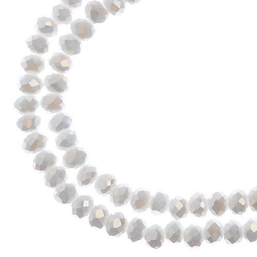 Sundaylace Creations & Bling Rondelle Beads 3*4mm Crystal Lane Rondelle, Opaque White MATTE AB