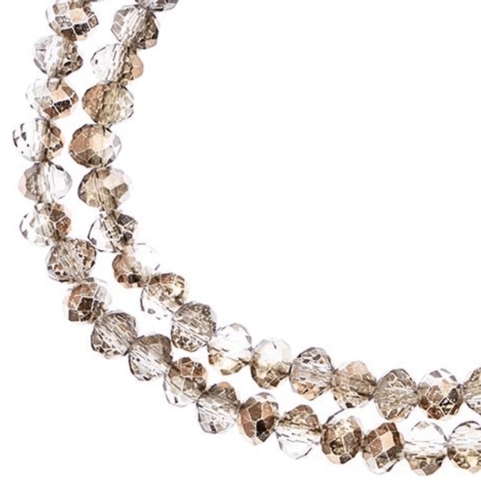 Sundaylace Creations & Bling Rondelle Beads 3*4mm Transparent Crystal w/Half Copper Iris, Crystal Lane Rondelle