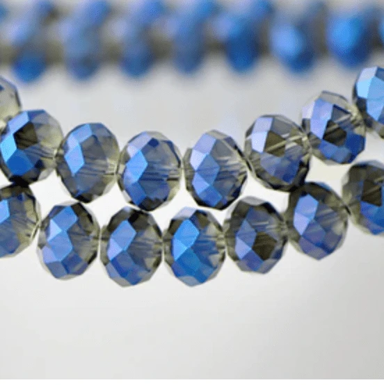 Sundaylace Creations & Bling Rondelle Beads 3*4mm Grey-Blue Iris Half Plated Glass Rondelle Beads