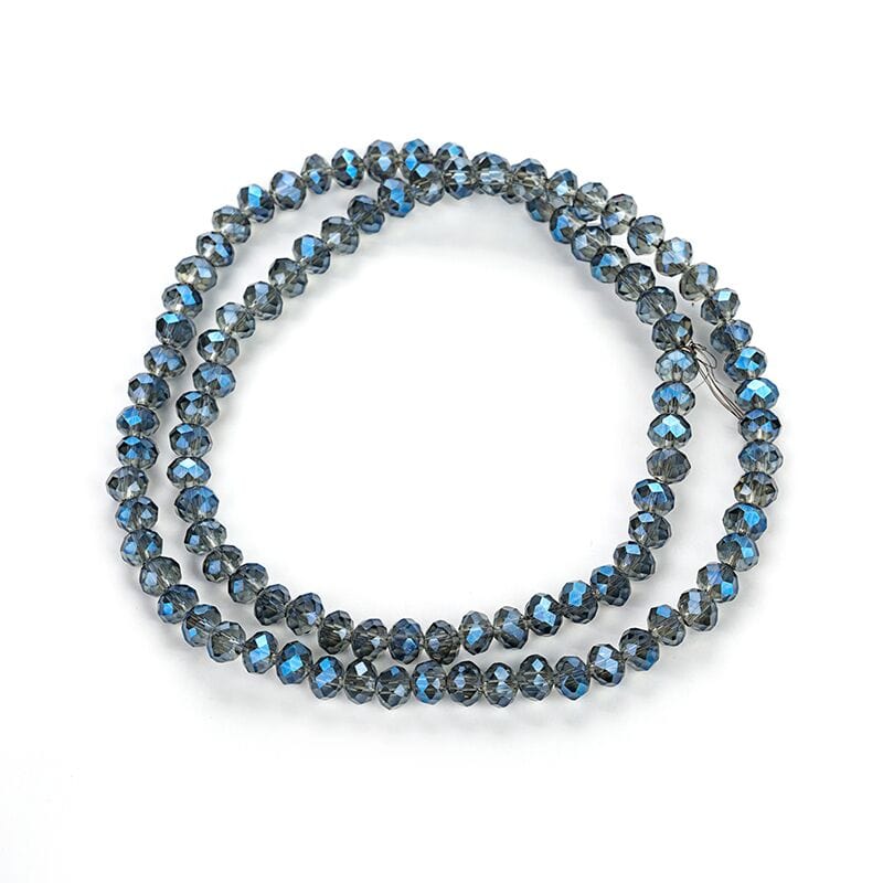Sundaylace Creations & Bling Rondelle Beads 3*4mm Grey-Blue Iris Half Plated Glass Rondelle Beads