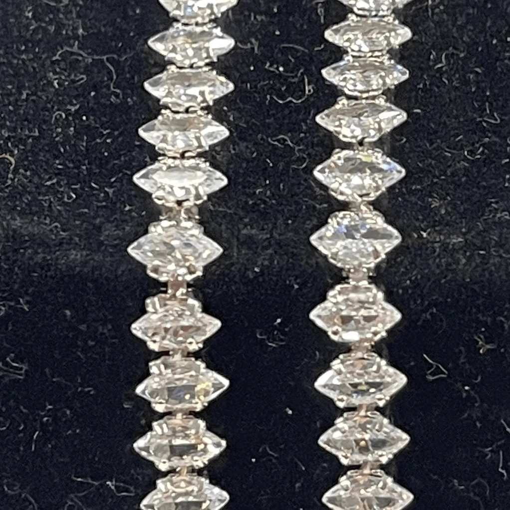 3*5mm & 3*4mm CLEAR DIAMOND STONE with Silver Rhinestone HIGH QUALITY Metal Chain, Sold in 18" *RARE* SS6 Metal Rhinestone Chain