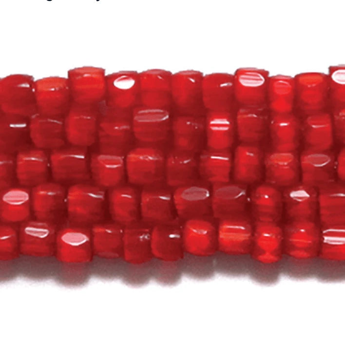 3 Cut 9/0 Beads RED Satin Preciosa *Limited time Hank *RARE* 3-cut Beads