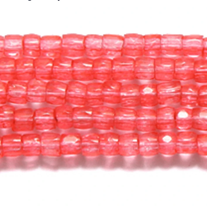 3 Cut Beads 9/0 Watermelon Solgel Crystal *HANK 3-cut Beads