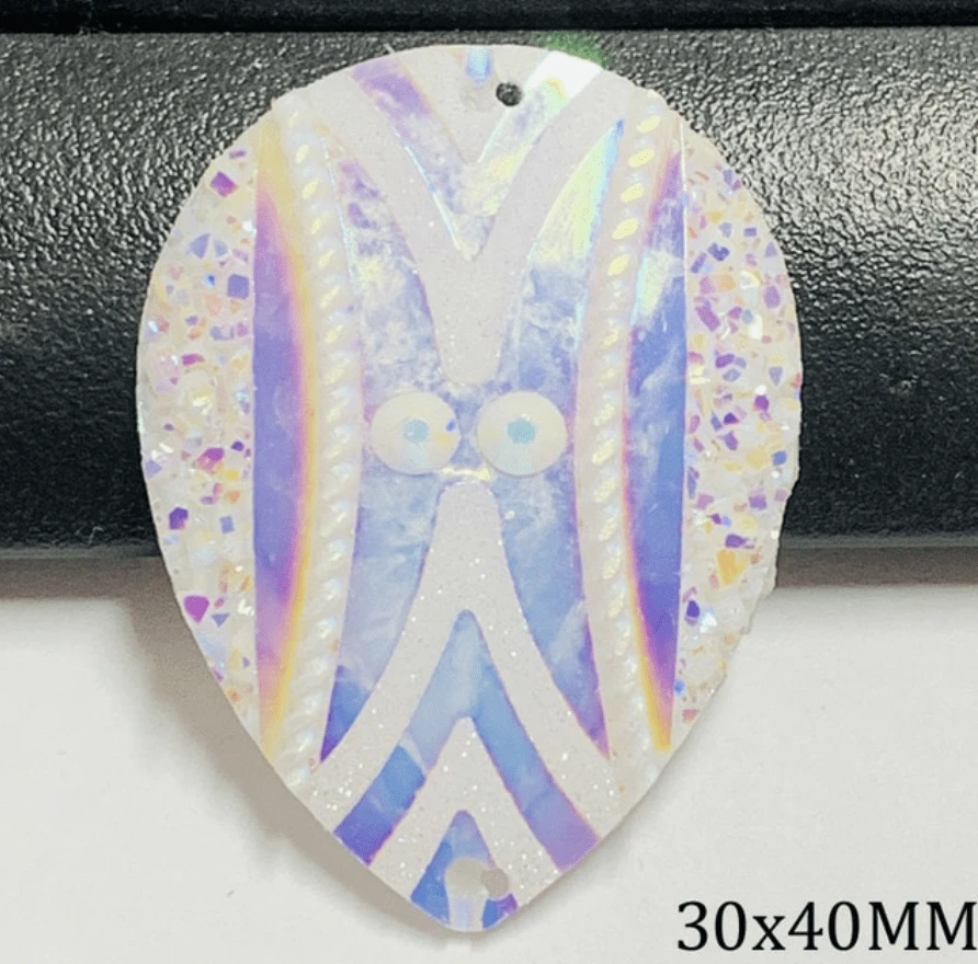 Sundaylace Creations & Bling Resin Gems White AB Teardrop 30*40mm AB Fancy Arrow Teardrop, Large Gem Teardrop, Sew on, Resin Gem