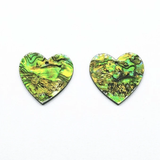 Sundaylace Creations & Bling Resin Gems 31*31mm Abalone Shell Large Heart shaped, with one hole, Resin Shell Gem
