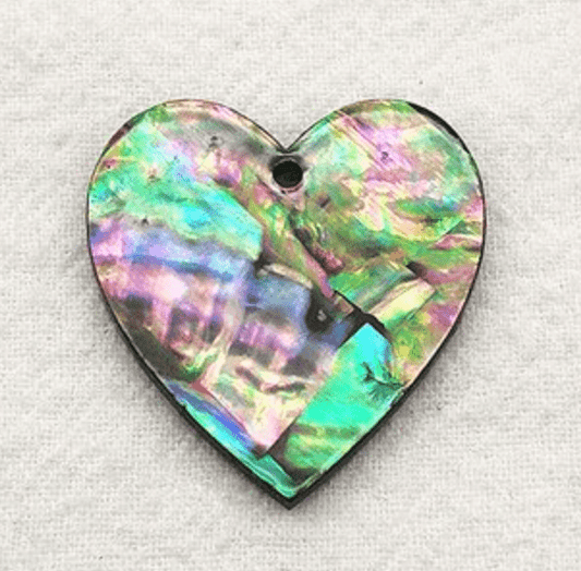 Sundaylace Creations & Bling Resin Gems 31*31mm Grey Green  Mint Abalone Shell Large Heart shaped, with one hole, Resin Shell Gem (Sold in Pair)