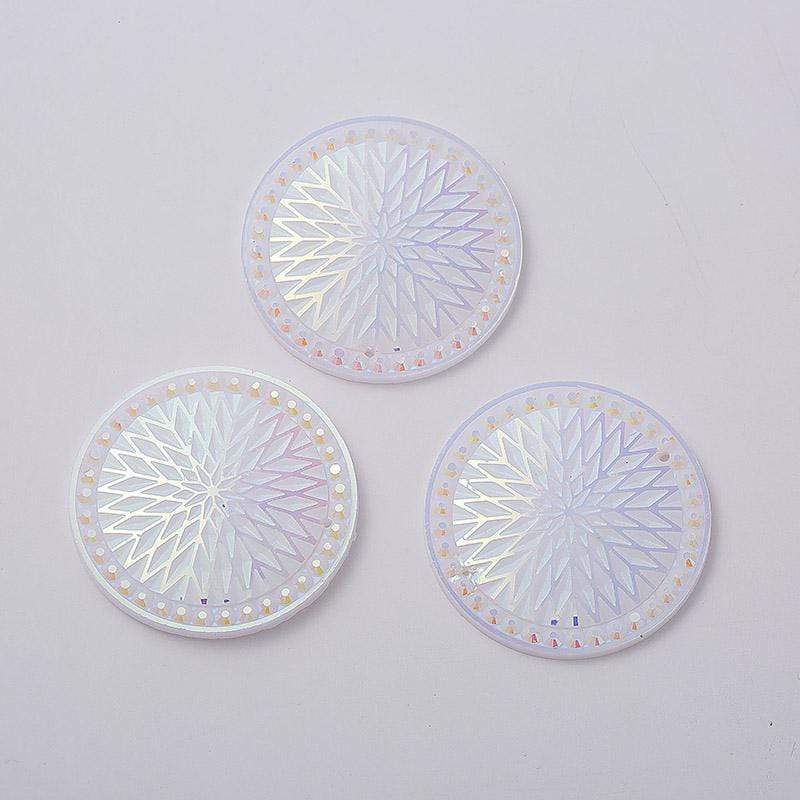 Sundaylace Creations & Bling Resin Gems White AB 35mm Round StarBlanket Native Pattern AB Resin Gem, Sew on