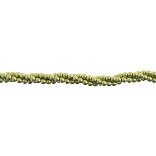 Czaechmates Pearl Beads 3mm & 4mm Saturated Metallic Lime Punch Pearl Round Beads, Czechmates