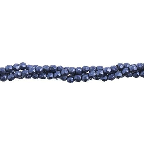3mm Czech Fire Polish, Saturated Metallic Ultra Violet *Dark Blue*, 50 pc strung Fire Polished Beads