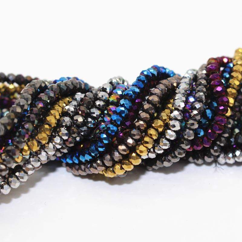 Sundaylace Creations & Bling Rondelle Beads 2*3mm Metallic Finish Glass Crystal Faceted Rondelle Beads