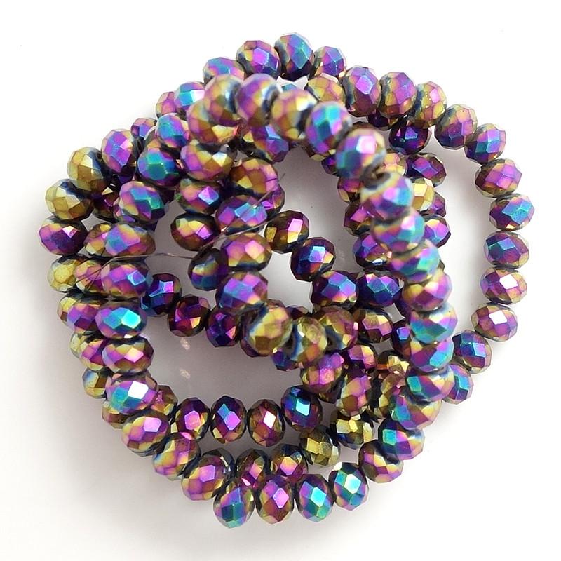 Sundaylace Creations & Bling Rondelle Beads Rainbow Black Metallic / 2x3mm 2*3mm Metallic Finish Glass Crystal Faceted Rondelle Beads