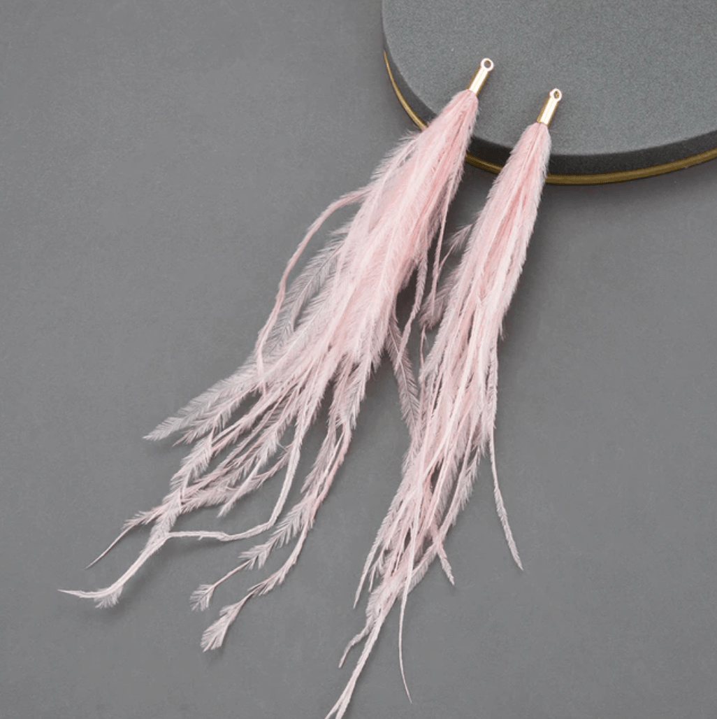 Sundaylace Creations & Bling 4*120mm Feather Tassel with one hole gold top, Earring Findings (Sold 5 pair)