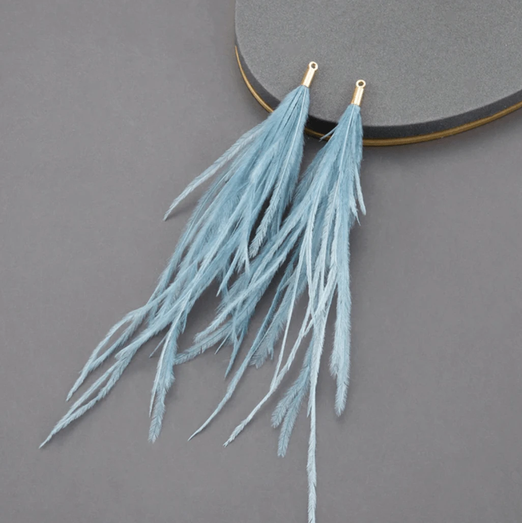 Sundaylace Creations & Bling 4*120mm Feather Tassel with one hole gold top, Earring Findings (Sold 5 pair)