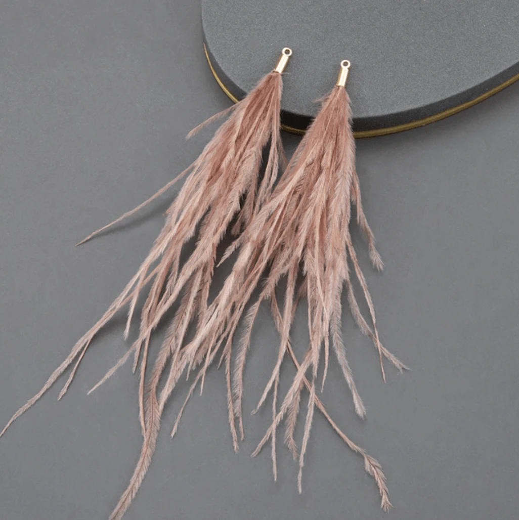 Sundaylace Creations & Bling 4*120mm Feather Tassel with one hole gold top, Earring Findings (Sold 5 pair)
