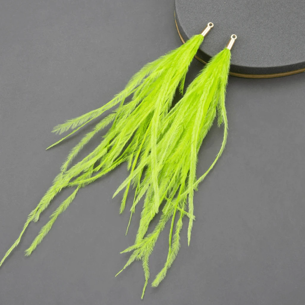 Sundaylace Creations & Bling 4*120mm Feather Tassel with one hole gold top, Earring Findings (Sold 5 pair)