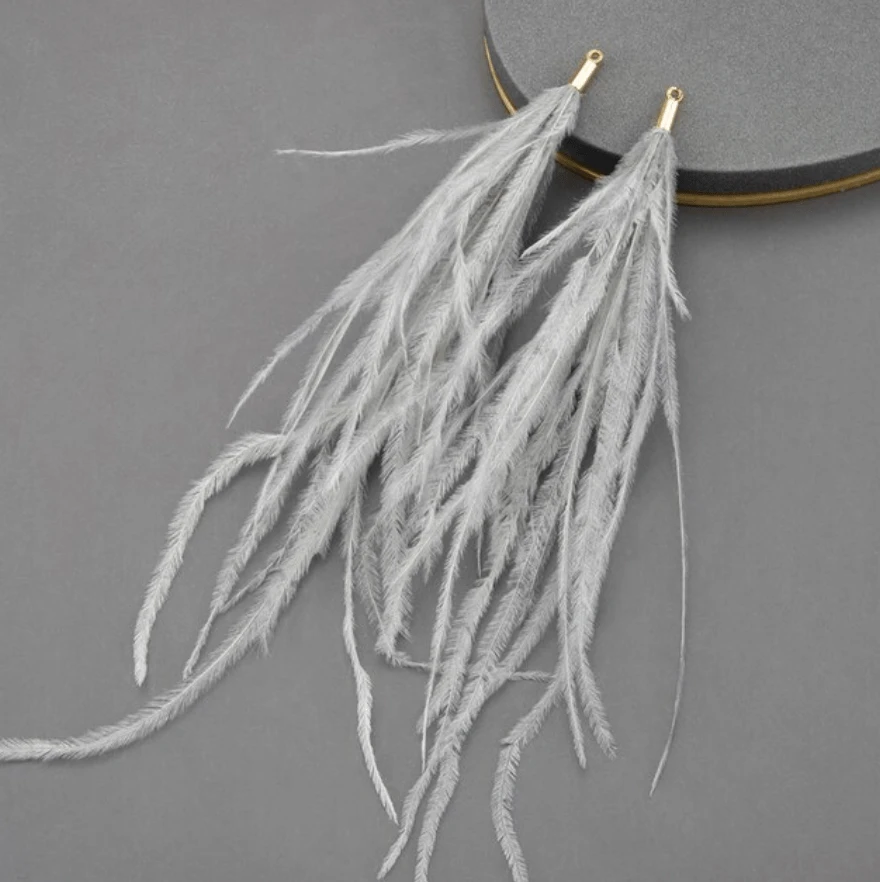 Sundaylace Creations & Bling 4*120mm Feather Tassel with one hole gold top, Earring Findings (Sold 5 pair)