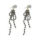 Sundaylace Creations & Bling Earring Findings 40mm Pearl stud, with Clear & Black Rhinestones Long Tassel Ear nuts, Earring Findings, Basics *Sold in pair*