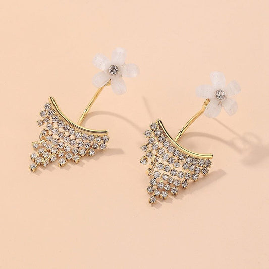 Sundaylace Creations & Bling Earring Findings 44mm Floral Hoop, with Gold Rhinestones Long Tassel Ear nuts, Earring Findings, Basics *Sold in pair*