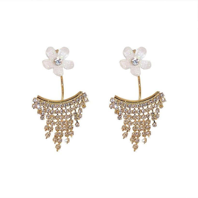 Sundaylace Creations & Bling Earring Findings 44mm Floral Hoop, with Gold Rhinestones Long Tassel Ear nuts, Earring Findings, Basics *Sold in pair*