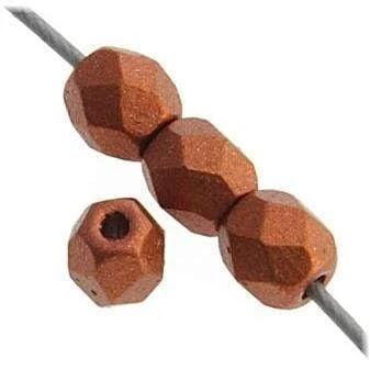 Sundaylace Creations & Bling Fire Polished Beads 4mm Bronze Metallic, Fire Polished Beads 45 pcs/string
