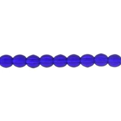 Sundaylace Creations & Bling Fire Polished Beads 4mm Cobalt Blue Transparent, Glass Round Bead