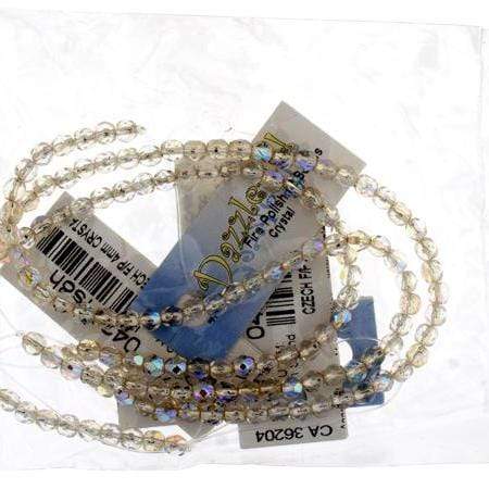 Sundaylace Creations & Bling Fire Polished Beads 4mm Crystal Silver lined AB, Czech Fire Polished