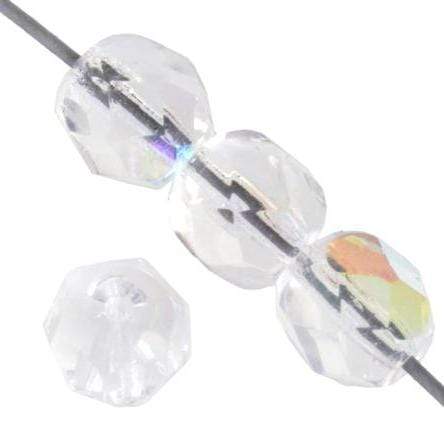 Sundaylace Creations & Bling Fire Polished Beads 4mm Crystal Silver lined AB, Czech Fire Polished