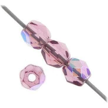 Sundaylace Creations & Bling Fire Polished Beads 4mm Dark Amethyst AB Transparent, Czech Fire Polished Beads