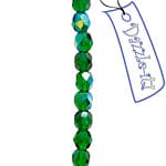 Sundaylace Creations & Bling Fire Polished Beads 4mm Emerald AB Transparent *DARK GREEN*, Czech Fire Polished Beads Strung