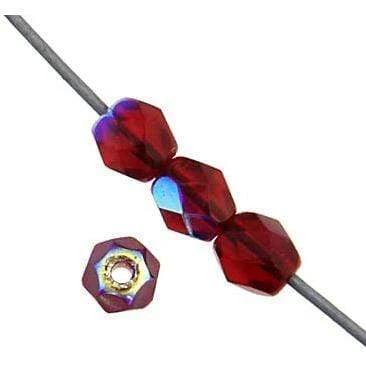 Sundaylace Creations & Bling Fire Polished Beads 4mm Garnet AB, Czech Fire Polished Beads