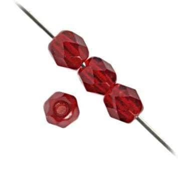 Sundaylace Creations & Bling Fire Polished Beads 4mm Garnet Transparent, Czech Fire Polished Beads