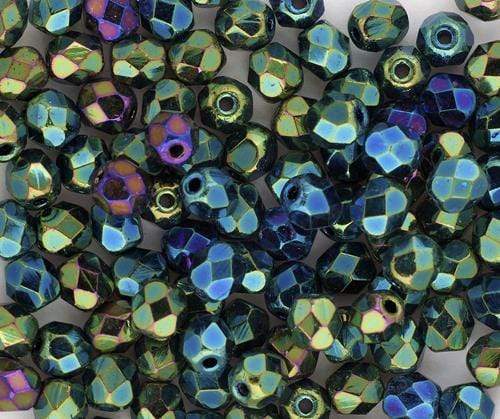Sundaylace Creations & Bling Fire Polished Beads 4mm Green AB *IRIS Loose, Czech Fire Polished Beads 100 pcs
