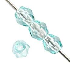 Sundaylace Creations & Bling Fire Polished Beads 4mm Light Capri Blue Transparent, Czech Fire Polished