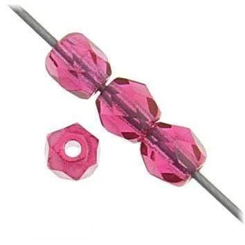 Sundaylace Creations & Bling Fire Polished Beads Light Fuchsia- 100pcs 4mm Light Fuchsia Transparent, Fire Polished Beads 100pcs or Strand