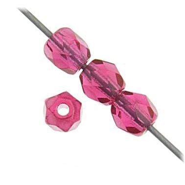 Sundaylace Creations & Bling Fire Polished Beads Fuchsia-Stand 4mm Light Fuchsia Transparent, Fire Polished Beads 100pcs or Strand